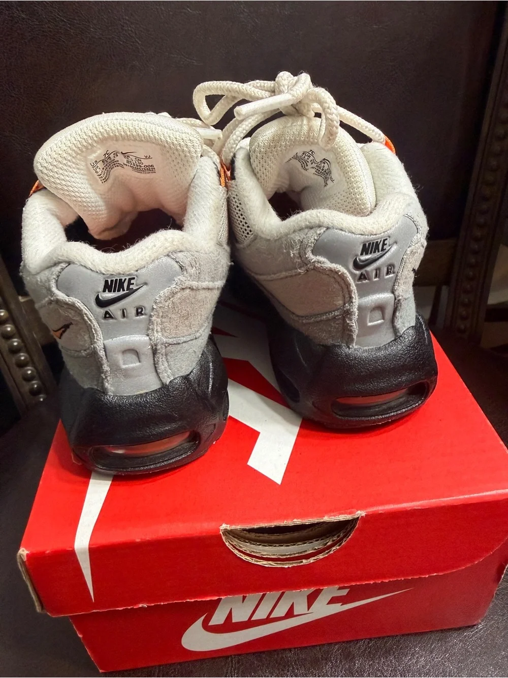 Nike Kids Grey and Orange Mesh Lace-Up Sneakers